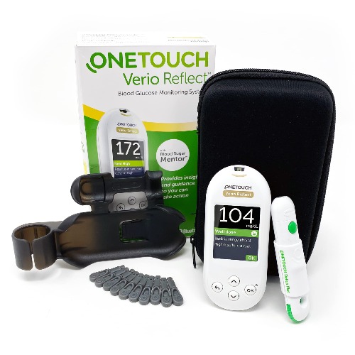 OneTouch Verio Reflect Blood Glucose Meter | Glucose Monitor For Blood Sugar Test Kit | Includes Blood Glucose Monitor, Lancing Device, 10 Sterile Lancets, and Carrying Case - 