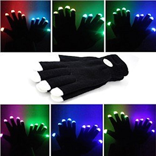 Vendeur Britannique, gants lumineux lampes LED 6 modes d'éclairage doigt gant de toilette noir