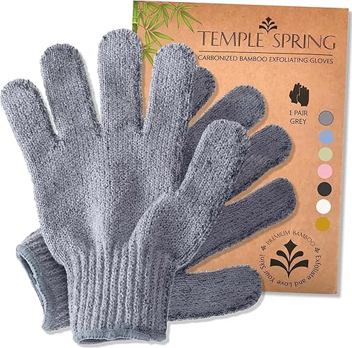 Gants exfoliants pour le corps en bambou, éponge exfoliante corps, brosse corps, éponge naturelle douche avec gommages pour le corps, gant exfoliant visage élimine poils incarnés, peaux mortes (Gris) - Gris