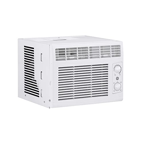 GE Window Air Conditioner Unit, 5,000 BTU for Small Rooms up to 150 sq ft. with Manual Adjustable Fan and Cooling Settings, Perfect for Small Bedroom or Living Room, Easy Install Kit Included, White - Mechanical Controls - White - 5000 BTU