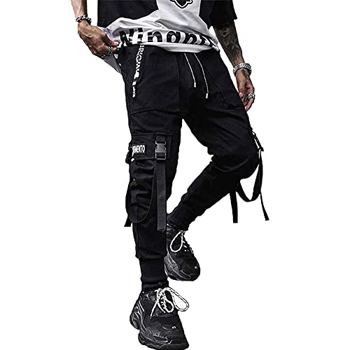 XYXIONGMAO Men's Jogger Pants Techwear Hip Hop Harem Pants Streetwear Tactical Track Pants - X-Large - Black