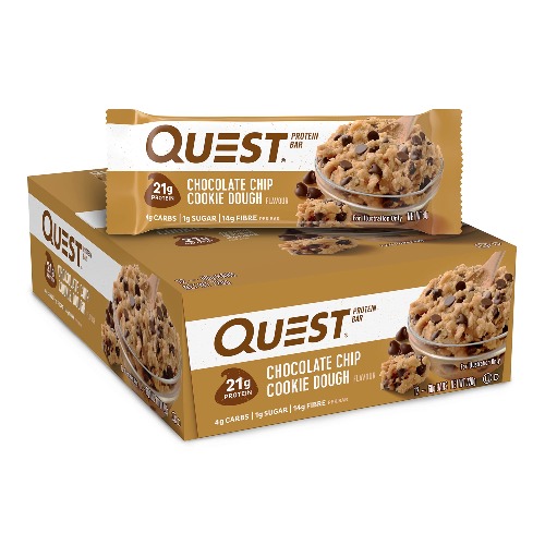 Quest Nutrition Chocolate Chip Cookie Dough Protein Bar, High Protein, Low Carb, Keto Friendly, 12 Count