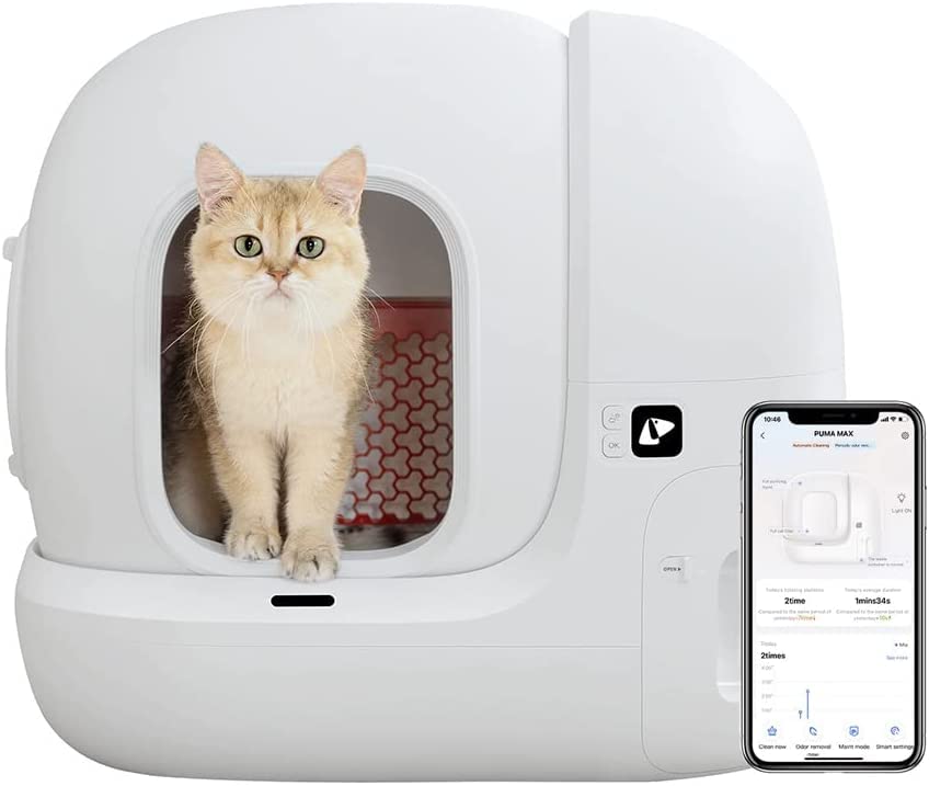 PETKIT Pura Max zelfreinigende kattenbak xSecure/geurverwijdering/app control, automatische kattenbak voor meerdere katten