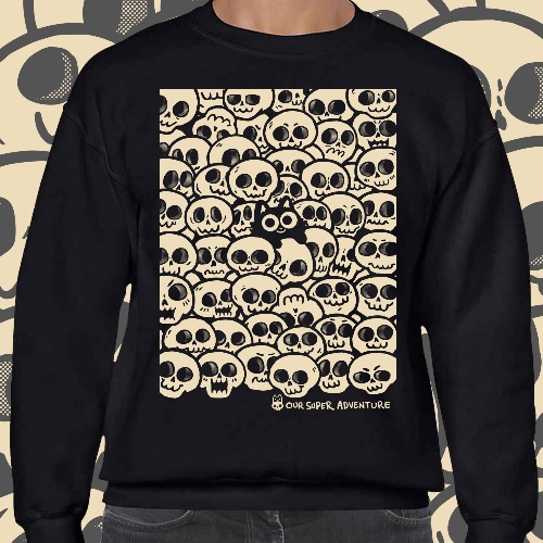 Skull Cat Screen-Printed Sweater | Small