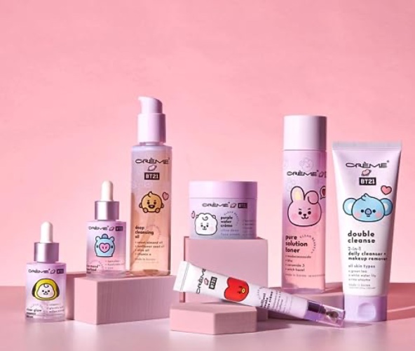 The Crème Shop x BT21 BABY Klean Beauty™ Bundle Collection Double Cleanse, CICA-MEND™ Serum, Deep Oil, Glow Essence, Water Crème, Toner, Eye Crème (Set of 7)