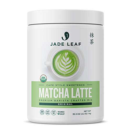 Jade Leaf Matcha Organic Cafe Style Sweetened Matcha Latte Green Tea Powder, Premium Barista Crafted Mix - Authentically Japanese (2.2 Pound Tin) - Matcha Latte Mix - 100 Servings (Pack of 1)