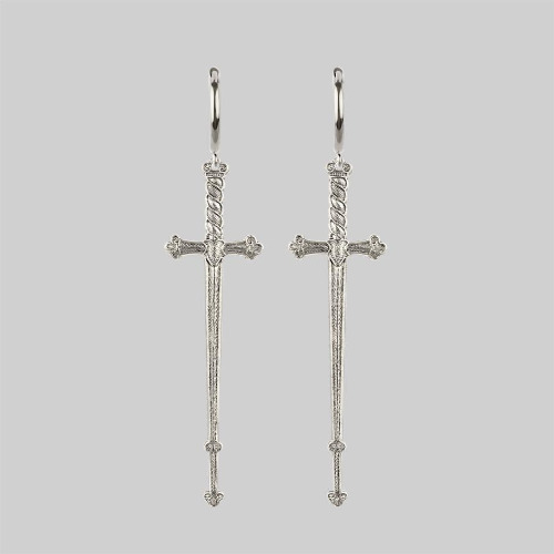 Sword Hoop Earrings - Silver | Regalrose