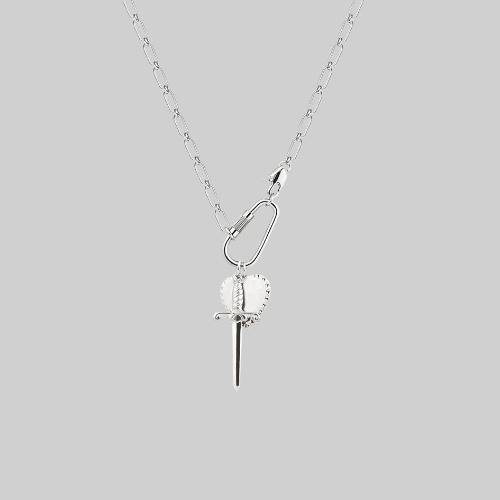 Heart & Dagger Carabiner Charm Necklace - Regalrose