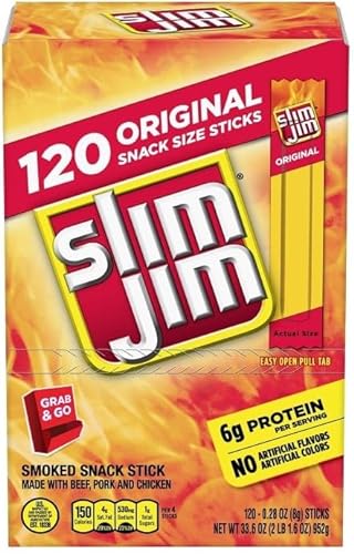Generic Slim Jim Smoked Snack Stick, Original, 0.28 oz, 120-count