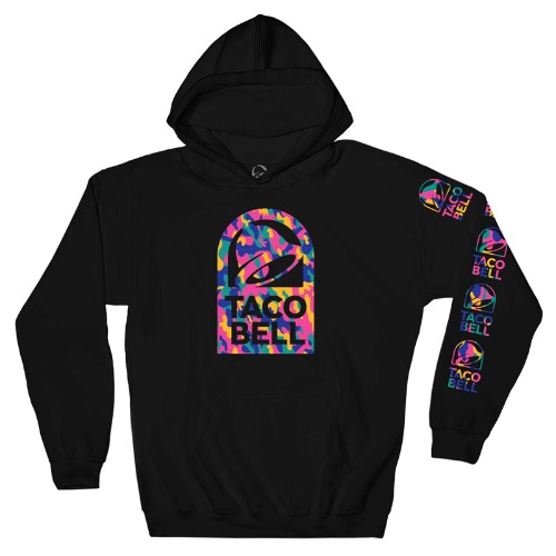 Taco Bell Pattern Logo Hoodie | Black / Medium