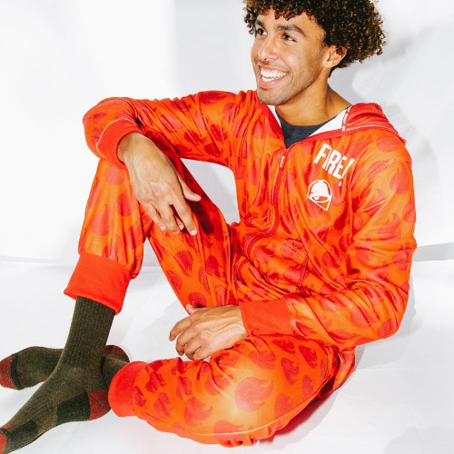 Taco Bell x Tipsy Elves Fire Sauce Packet Onesie | Red / Medium
