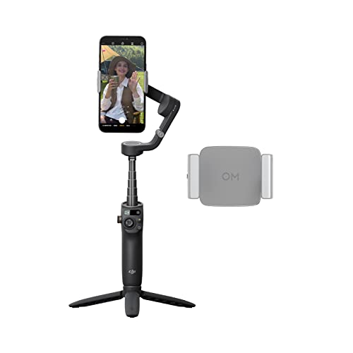 DJI Osmo Mobile 6 Fill Light Combo, 3-Axis Phone Gimbal, Built-In Extension Rod, Portable and Foldable, Android and iPhone Gimbal, Object Tracking, Slate Gray, with a Fill Light Phone Clamp - Slate Gray - + Fill Light Phone Clamp