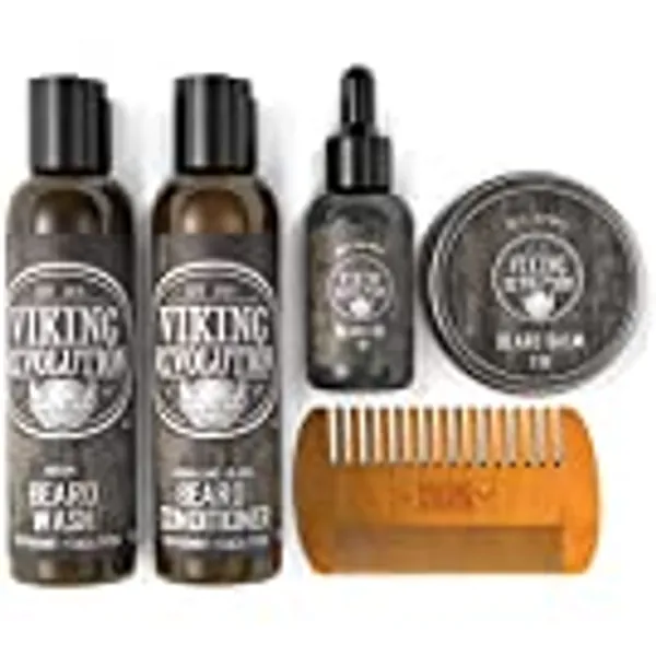 Ultimate Beard Care Conditioner Kit - Beard Grooming Kit for Men Softens, Smoothes and Soothes Beard Itch- Contains Beard Wash & Conditioner, Beard Oil, Beard Balm and Beard Comb- Classic Set