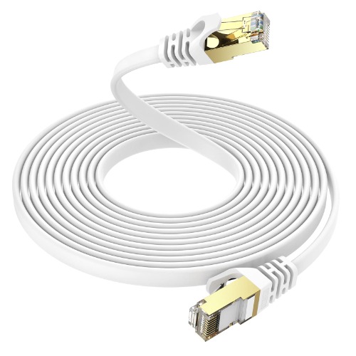 Ercielook Cat7 Ethernet Cable 20m - Flat High Speed 10Gbps 600MHz with Gold Plated RJ45 Connector,Compatible with Router Modem Switch PS5 - 20m