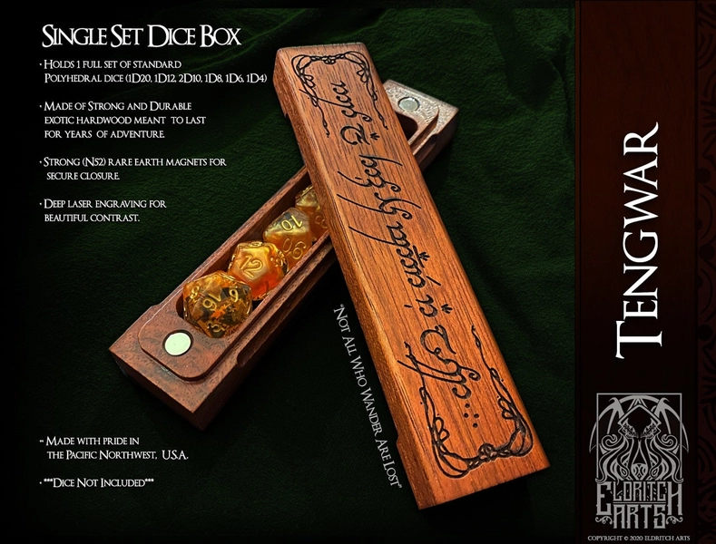 Dice Box - Tolkien Tengwar  - Table Top Role Playing Accessories  by Eldritch Arts