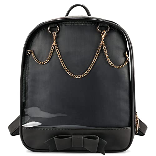 STEAMEDBUN Ita Bag Backpack Bowknot Kawaii Pin Display Backpack Bag with Insert - Black Large