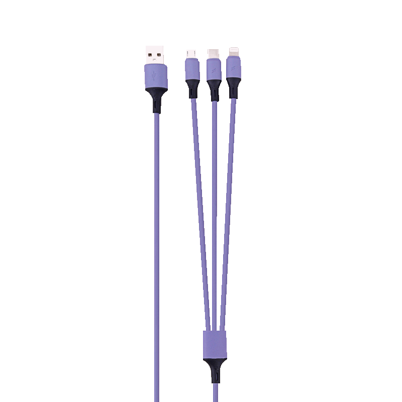 Rainbow 3-Port Long Charging Cable (4ft) - Purple