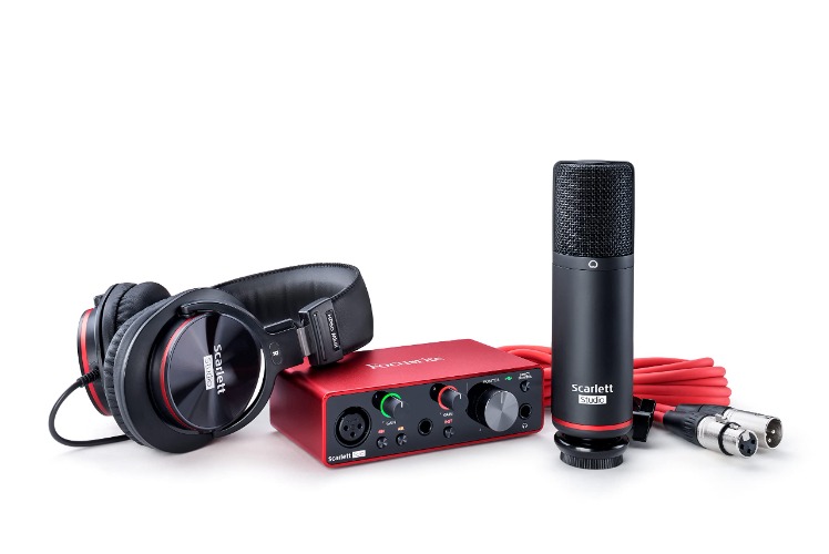 Focusrite Scarlett Solo Studio 3rd Gen USB Audio Interface Bundle for the Guitarist, Vocalist or Producer with Condenser Microphone and Headphones for Recording, Songwriting, Streaming, and Podcasting - Solo Studio (Solo Interface + Mic + Headphones) Interface