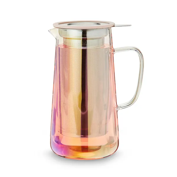Pinky Up Annika Glass Teapot & Infuser, Hot Iced Tea Maker, Teapot, 33 Ounce Loose Leaf Infuser, Iridescent, Set of 1, Pink - Annika Iridescent Teapot