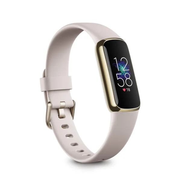 Fitbit Luxe Fitness and Wellness Tracker with Stress Management, Sleep Tracking and 24/7 Heart Rate, One Size S L Bands Included, Lunar White/Soft Gold Stainless Steel, 1 Count - Lunar White/Soft Gold Stainless Steel
