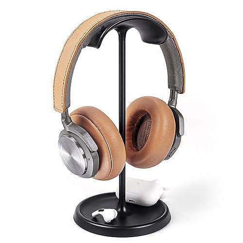 Headphone Stand, Curved Headset Stand with Storage Tray, Heavy Base Gaming Headset Holder for AirPods Max, AirPods, AirPods Pro, Beats, Bose, Sony and More (Black) - Black