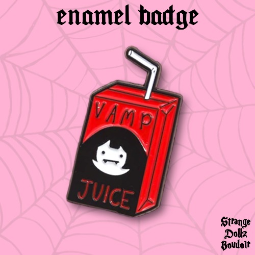 Vampire Juice enamel pin badge, Halloween goth, Strange Dollz Boudoir