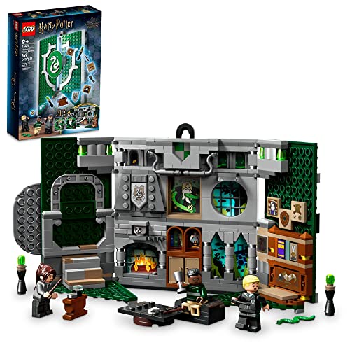 LEGO Harry Potter Slytherin House Banner Building Set 76410 - Hogwarts Castle Common Room Toy or Wall Display, Collectible Harry Potter Gift Idea for Boys, Girls and Kids with Draco Malfoy Minifigure - Multi-color