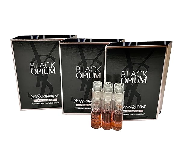 YVES SAINT LAURENT YSL Black Opium EDP Sample Women Perfume 1.2 ml / 0.04 oz - set of 3 - Black Opium - 0.01 Fl Oz (Pack of 3)