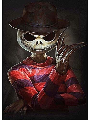 Bysincy 5D Full Drill Diamond Painting Kit, Jack Halloween Skull 12x16 Inch, DIY Diamond Painting by Number Kits Cross Stitch Rhinestone Embroidery Picture Arts Craft for Home Decor - Jack Skeleton