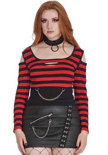 Rebel Chic [Red/Black] | STRIPED TOP - LARGE