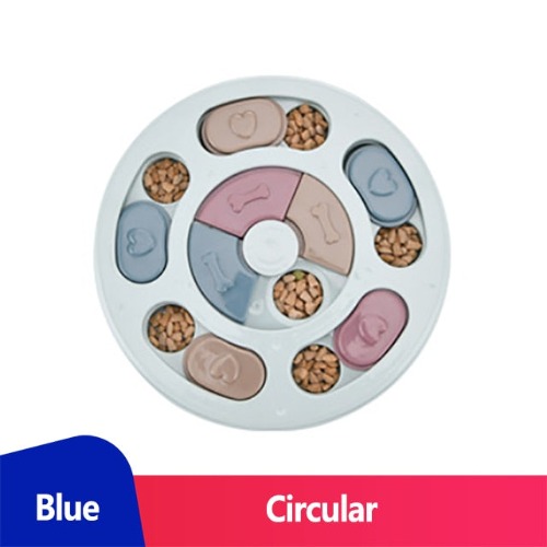 Dog Puzzle Treat Feeder Interactive Toy - Blue Circular