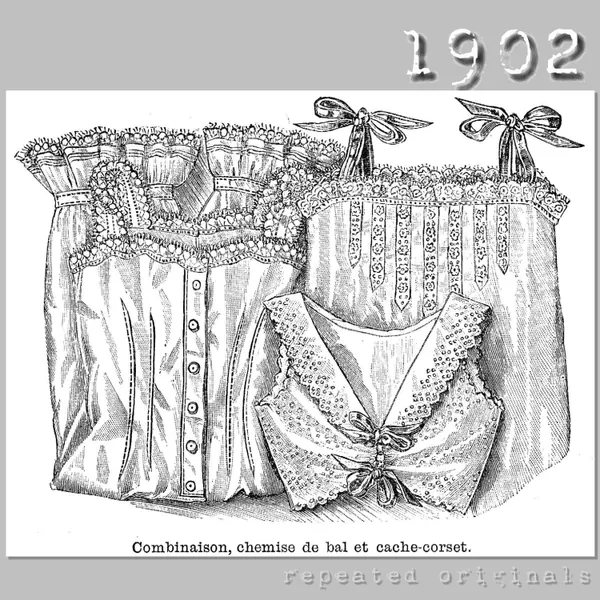 Combinations, Chemise for ball and Corset Cover- Vintage Reproduction PDF Pattern