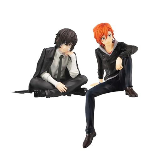 2pcs BSD Figure Dazai Osamu Noodles Stopper Nakahara Chuuya Figure Model Statue Cake Topper Decoration, Handmade Collectible Desktop Figure Gifts for Fans - 2pcs