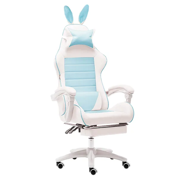 CAYJ Gaming Sports Chair for Girls,Raised and Lowered,with Double Safety Protection,Relieve Fatigue Work Chair,Five Colors,blue - blue