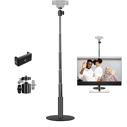 JCWINY Webcam Stand, 28 Inch Web Cam Stand for Desk, Adjustable Webcam Mount Camera Stand for Logitech Webcam C922 C930e C920S C920 C615 C960 C920x BRIO 4K NexiGo N60 and Others - 28 Inch