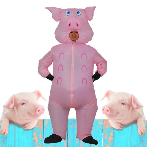 LUVSHINE Inflatable Pig Costume Adult, Fancy Dress, Blow Up Costume Suitable for Party, Halloween, Christmas, Pink