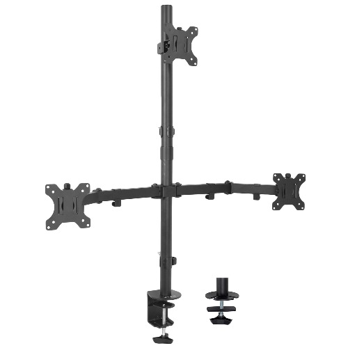 VIVO Triple LCD Monitor Desk Mount Stand Heavy Duty and Fully Adjustable | 3 Screens Up to 30 Inches (Stand-V003T)
