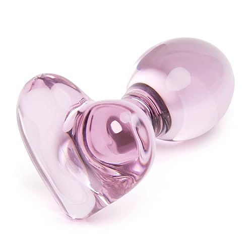 Lovehoney Heart Butt Plug - 3 Inch Glass Anal Plug - Beginner Friendly Firm 4 Inch Girth - Perfect for Temperature Play - Adult Sex Toys for Men, Women & Couples - Waterproof - Pink