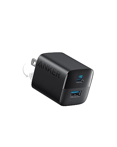 USB C Charger 33W, Anker 323 Charger, 2 Port Compact Charger with Foldable Plug for iPhone 15/15 Plus/15 Pro/15 Pro Max/14/13, Pixel, Galaxy, iPad/iPad Mini and More (Cable Not Included) - Black - Black