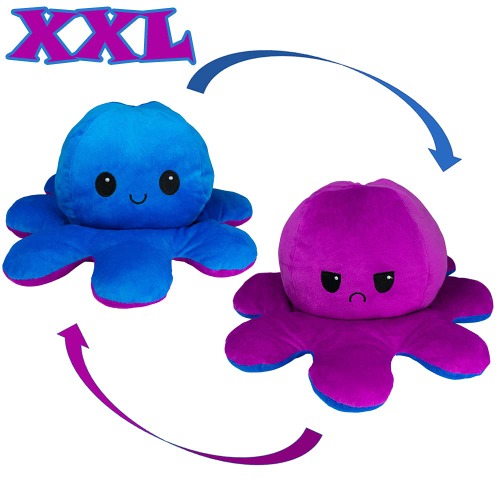KUNSTIFY Peluche taille XXL en forme de pieuvre - Pour fille, pour enfant - Pour exprimer votre humeur - Motif pieuvre - Cadeau pour petite amie - 40 cm - Bleu/violet