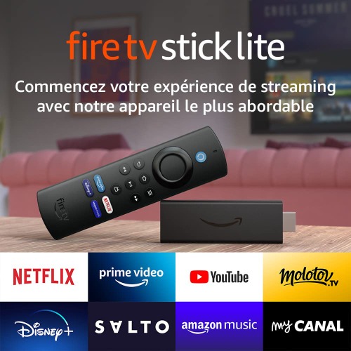 Fire TV Stick Lite avec télécommande vocale Alexa | Lite (sans boutons de contrôle de la TV) | Streaming HD