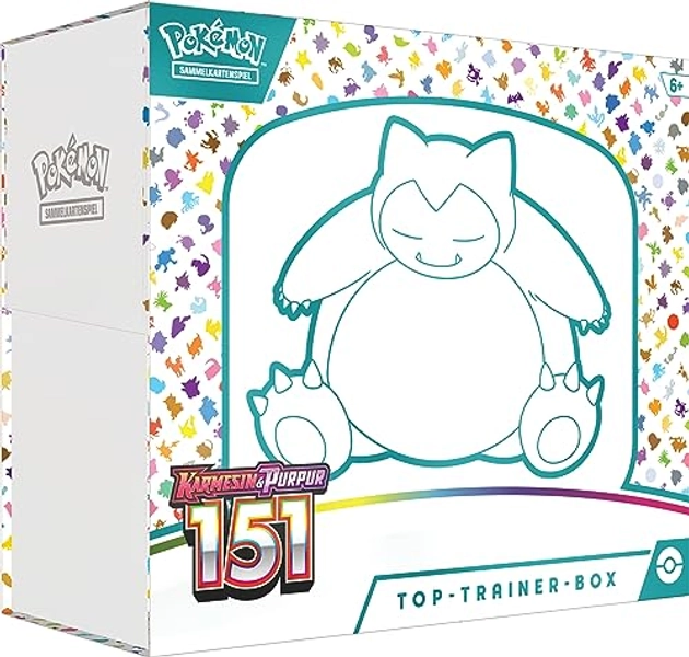 Pokémon-Sammelkartenspiel: Top-Trainer-Box Karmesin & Purpur – 151 (9 Boosterpacks & Premium-Zubehör)