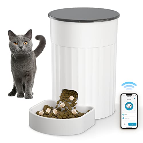 PAPIFEED Automatic Cat Feeders with APP: WiFi Pet Smart Dry Food Dispenser with Alexa & Scene Missions,Timed Auto Pet Feeder for Cats, Rabbits & Small Dogs Up to 10 Meals Per Day (12Cup/3L) - White