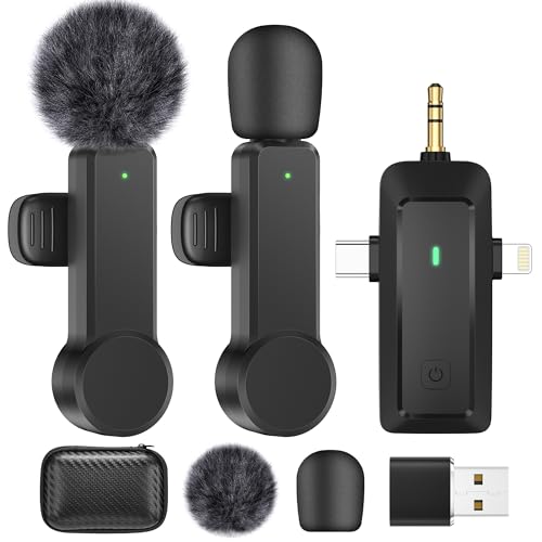 BZXZB Wireless Lavalier Microphone for iPhone Android Camera – Cordless Lapel Mics for Video Recording, Live Streaming, YouTube, TikTok, Vlog, Interview - K70N