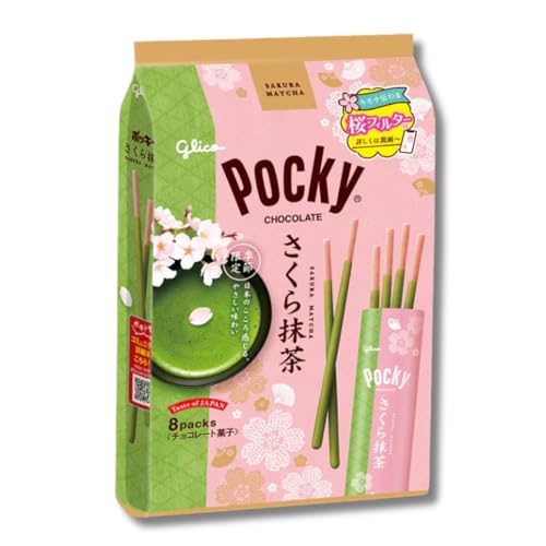 Pocky Sakura Matcha Chocolate Stick, Limited Edition Taste of Japan Cherry Blossom Pack of 1