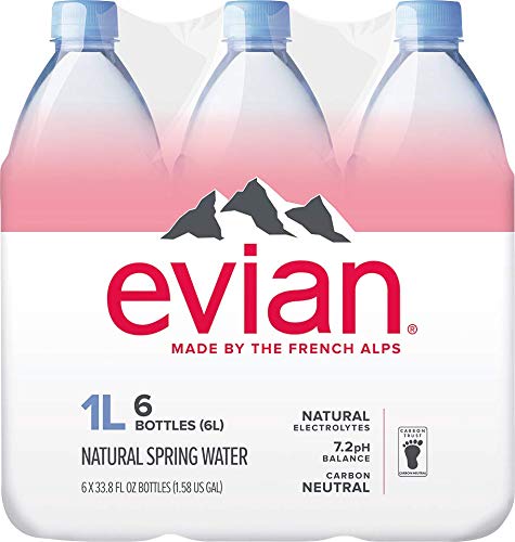 evian Natural Spring Water 1 Liter (Pack of 6), Naturally Filtered Spring Water, Naturally Filtered Spring Water in Large Bottles - 33.81 Fl Oz (Pack of 12)