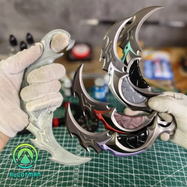 Handmade Metal Reaver Karambit Knife Blunt Blade Trainer Reaver Knife Cosplay Prop Game Hobby Collection Gamer Gift 4 Color Option