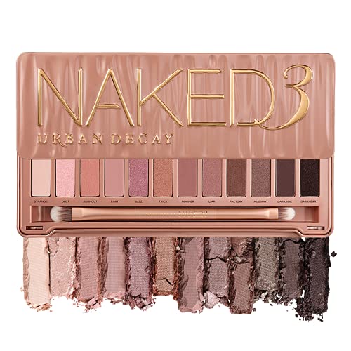 Urban Decay Naked Eyeshadow Palette, 12 Ultra-Blendable Shades - Rich Colors with Velvety Texture - Set Includes Mirror & Double-Ended Makeup Brush - Vegan + Cruelty Free - Naked3