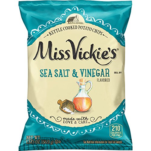 Miss Vickie's Kettle Cooked Potato Chips, Sea Salt & Vinegar, 1.375 Ounce (Pack of 64) - 64ct Sea Salt & Vinegar