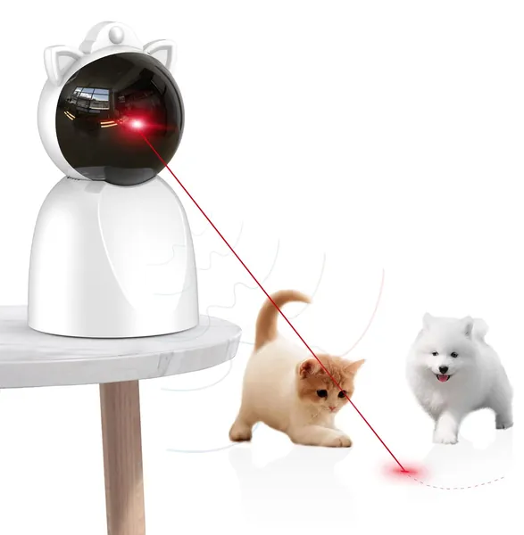 Rechargeable Motion Activated Cat Laser Toy Automatic,Interactive Cat Toys for Indoor Kitten/Dogs/Puppy,Fast and Slow Mode,1200 mAh Battery,Adjustable Circling Ranges (Medium) - 